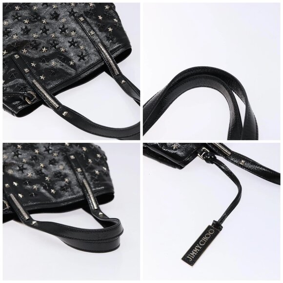 Jimmy Choo Studs Tote Bag Patent leather Black Silver Auth BA5147 - Picture 16 of 16